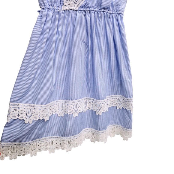 HD in Paris Anthropologie Blue Stripe Lace Dress XXS Cottagecore Whimsical - Picture 7 of 10